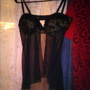 Women's black and gold lingerie